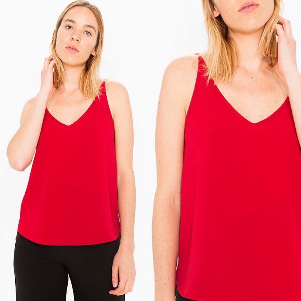 American Apparel Red Double V Neck Cami Top